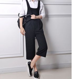 Belted striped jumpsuit